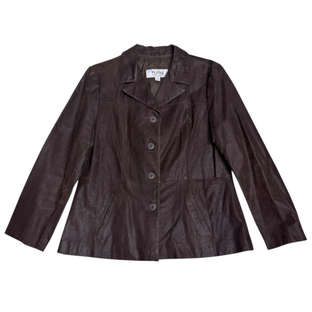 WILSONS LEATHER Brown Genuine Leather Luxury Designer Business Jacket Womens XL